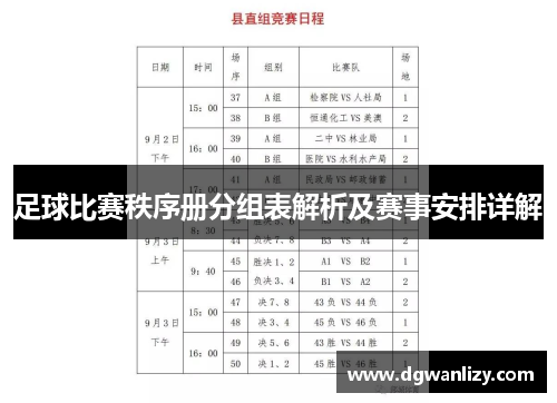 足球比赛秩序册分组表解析及赛事安排详解
